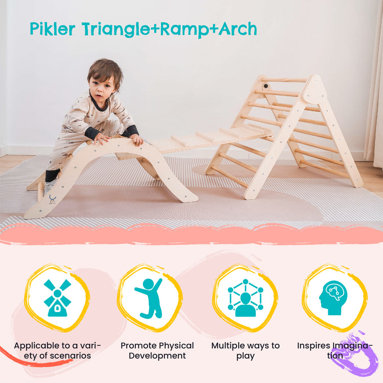 Montessori Pikler Triangle Set (Triangle+Ramp+Arch)