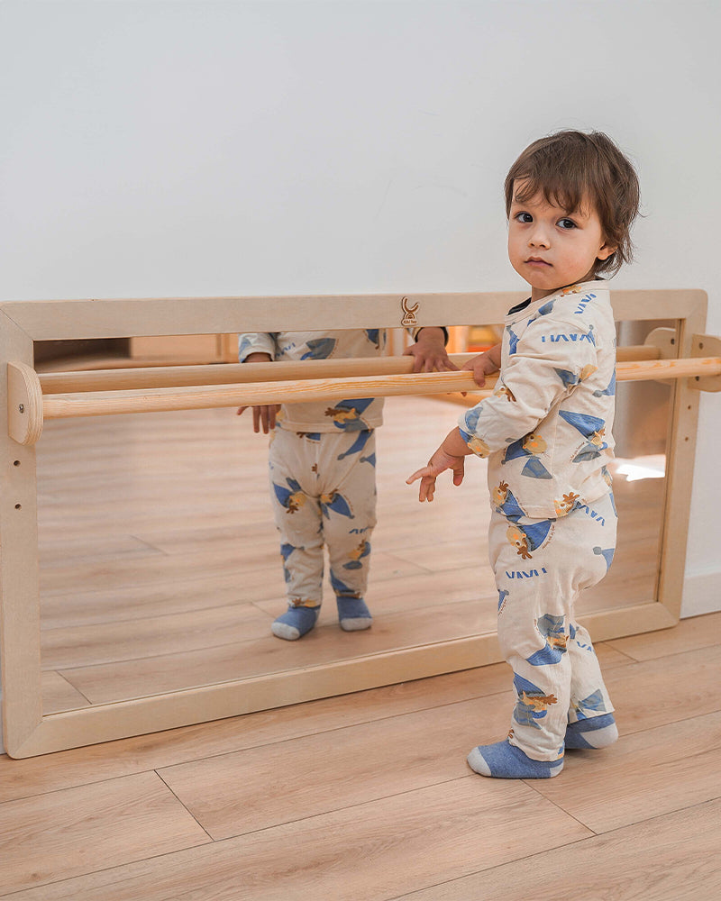 Toddler Mirror Adjustable Montessori Mirror Toddler Self Care Wood