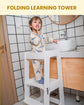 XIHAToy 2-in-1 Toddler Kitchen Step Stool, Foldable Learning Standing Tower , Wooden Kitchen Stool Helper for Kids, 1-3 Year Old Boy Girl Gifts