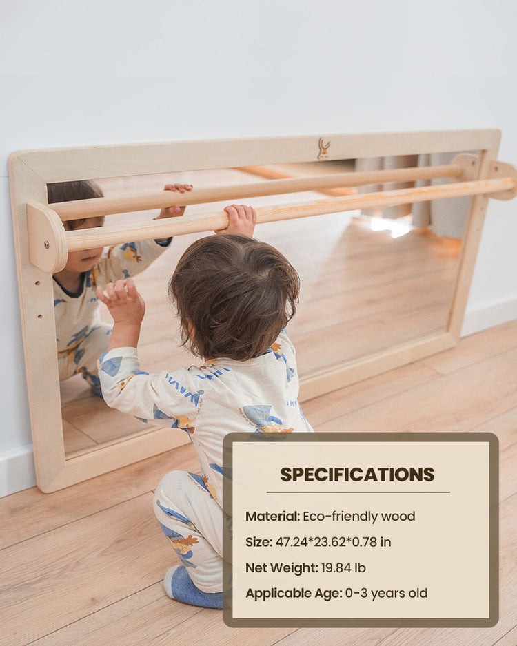 Infant / Toddler Mirror With Wooden Bar